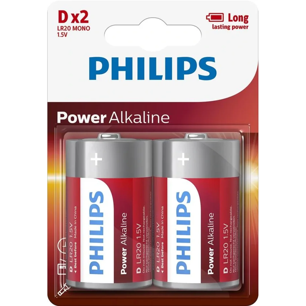 Батарейка Philips Power Alkaline D BLI 2 UA